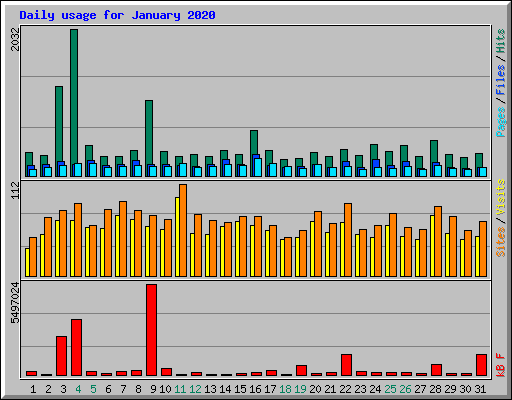 Daily usage for January 2020