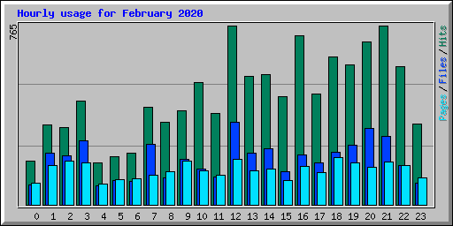 Hourly usage for February 2020